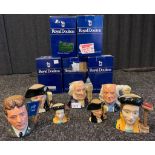 A Collection of Royal doulton Toby jugs includes John doulton , Michael doulton signed , Catherine