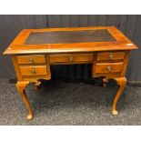 Reproduction Leather topped ladies knee hole desk on queen Anne legs [73x96x55cm]
