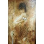 A Large limited edition 31/175 serigraph on canvas, titled 'Olivia- Huge' [Gilt frame measures