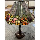 Tiffany inspired table lamp, shade details raised flower design. [In a working condition] [60cm
