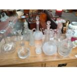 Collection of crystal and glass decanters `