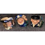 A Collection of 3 Royal doulton Toby character jugs includes D, Artagnan, old salt together with