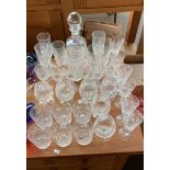 A collection of Bohemian crystal. includes Decanter, whisky glasses, brandy and wine glasses