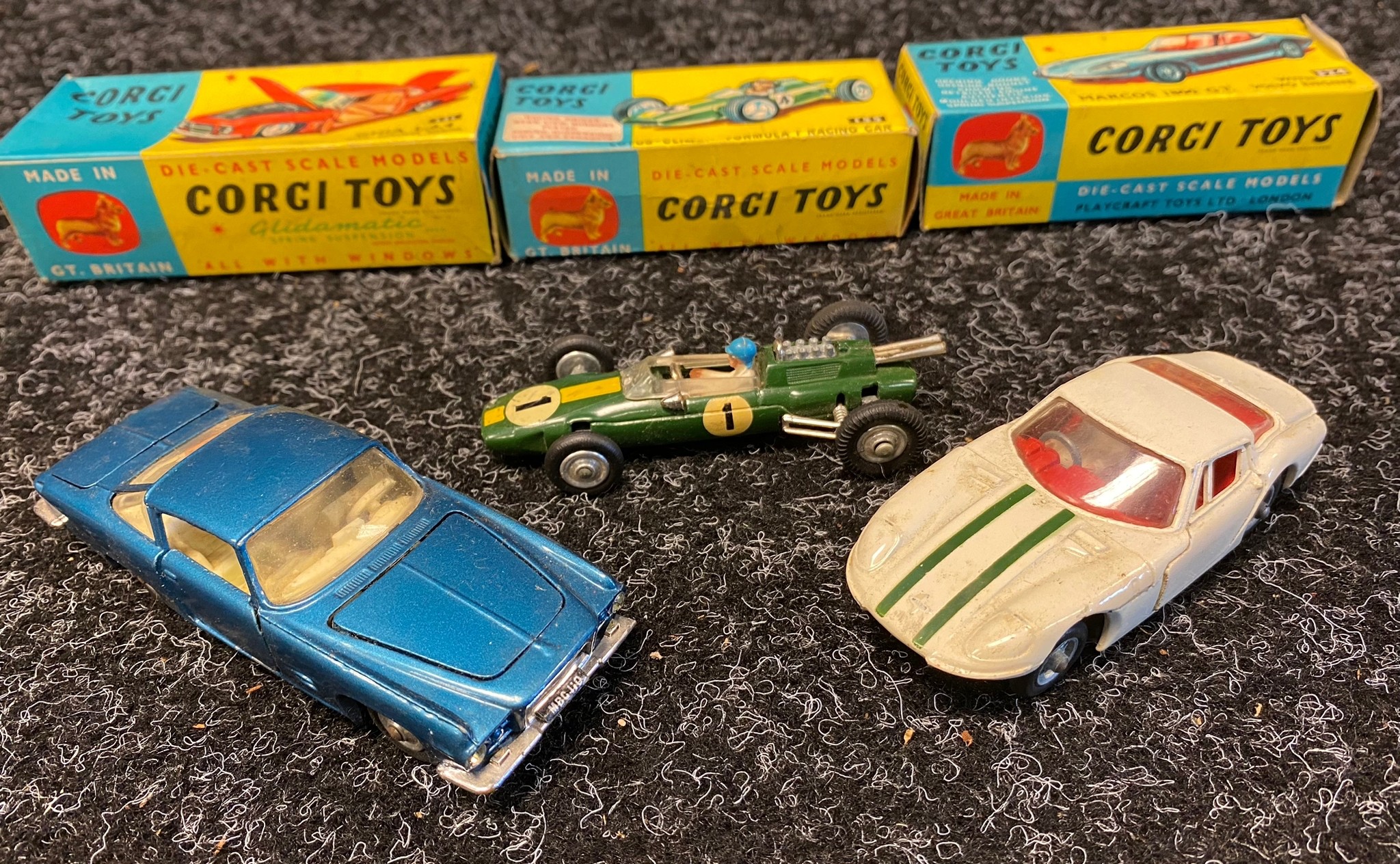 3 Original boxed corgi models to includes Marcos Volvo, lotus climax F1 and Ghia L 6.4 model cars - Image 3 of 4