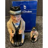 Large Royal doulton Toby character jug sir Winston Churchill together with matching Royal doulton