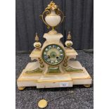 19th century onyx mantle clock fitted with a Japy Freres bell clock movement. Comes with