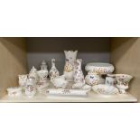 Shelf of Aynsley porcelain ware to include vases, dishes and odds.