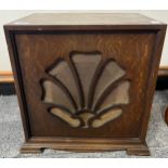 Oak 'Cameo' Art Deco design speaker case, containing Rola speaker.