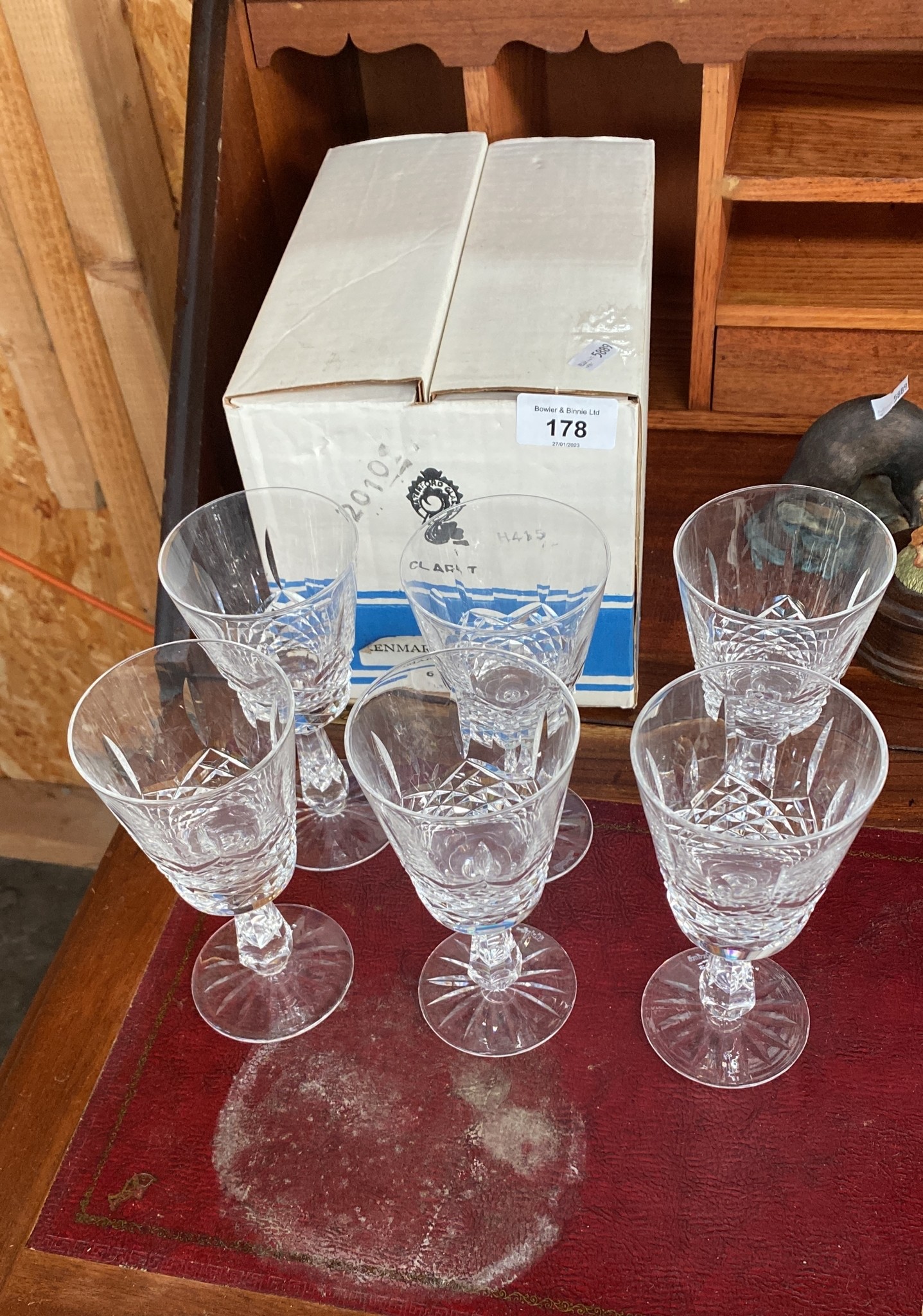 A Set of 6 Waterford crystal wind glasses with original box.