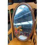 Edwardian inlaid oval framed mirror