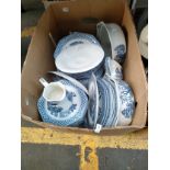 Box of Blue and White J&G Meakin dinner wares