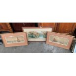 Three vintage framed prints to include a pair of sailing boat scene prints and lake scene print.