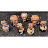 A Collection of Royal doulton Toby includes John shorter , the school mistress, the physician, the