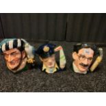A Collection of 3 Royal doulton Toby character jugs the falconer, yaughtsman and Groucho Marx.