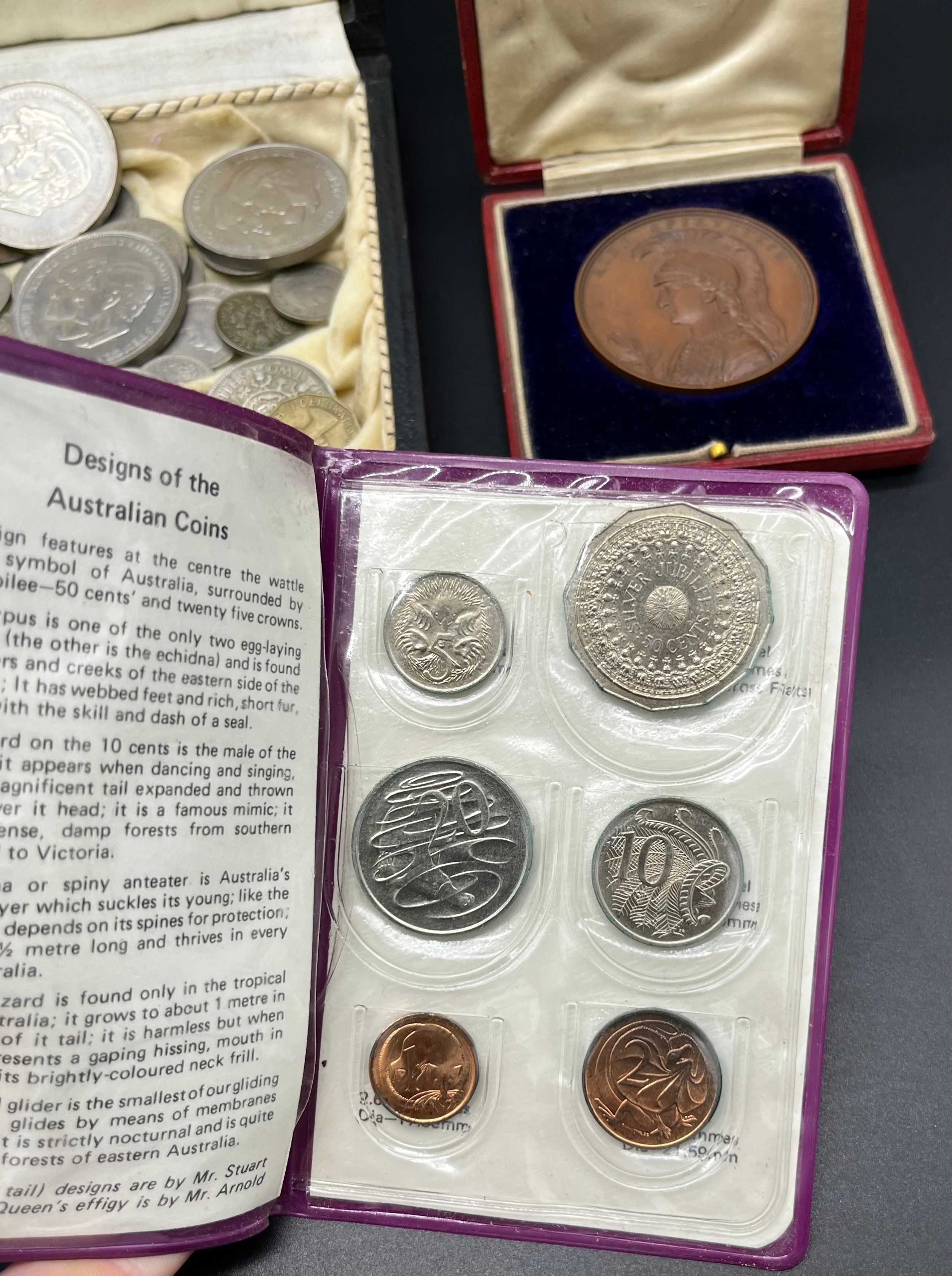 A Collection of mixed world coins includes mostly British, Crowns, Britain's First Decimal coins - Image 2 of 2