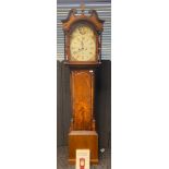 18th/ 19th century Dunfermline Grandfather clock with hand painted face depicting round cartouche