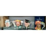 Four Royal Doulton character toby jugs to include The Elephant Trainer, Robin Hood, king John an The