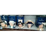 Five Royal Doulton character toby jugs to include Athos, Lord Nelson, Guy Fawkes, Apothecary and