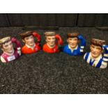 Collection of 6 Royal doulton English football club Toby jugs includes Liverpool FC , Manchester