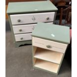 Upcycled three drawer chest and matching beside.