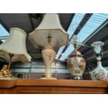 A Lot of four table lamps to include Japanese crane design lamp and cherub gold painted base lamp