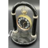 Antique Art deco pocket watch stand together with antique large pocket watch, black face, black