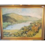 Cameron Murray 79. Original Oil on Board Showing a Highland Scene of a Loch Surrounded by