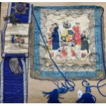 19th century Independent Order of Odd Fellows- Manchester Unity silk apron and sash. Apron has