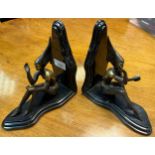 Josef Lorenzl signed Art Deco Pair of Bronze Marble Gerdago Lady Bookends. Signed to the leg area.