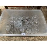 A Box of crystal glasses and decanters etc