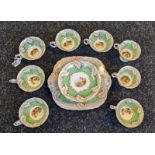 Antique 19th century English tea set, comes with cake plate and all items hand painted with