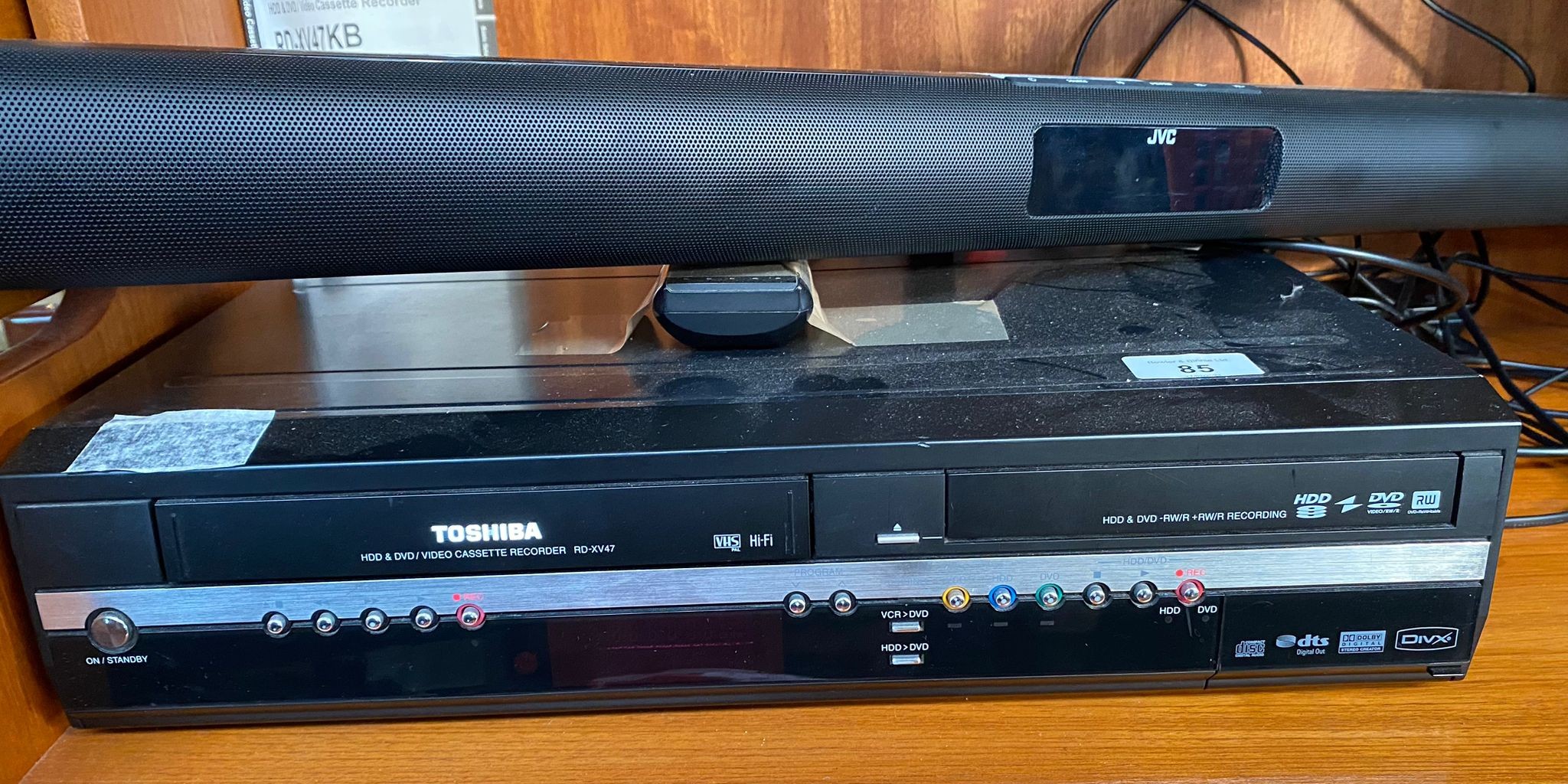 Toshiba HDD& dvd/video cassette recorder along with JVC sound bar