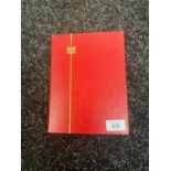 Red SG Stamp album containing Great Britain books, Silver Jubilee postage stamps booklet and