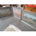 J A Conlan Three Framed Pastel colours of Landscapes Frame 60cm x 76cm.