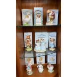 3 Shelves of Royal Albert Beatrix potter figures includes Mr fox, piggling eats his porridge and