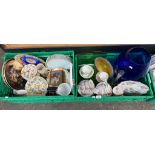 Two crates of collectables to include Royal Albert cup and saucer, Royal Stafford Carousel tea