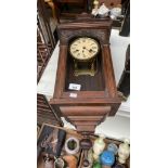 Antique wall clock, Comes with key and pendulum, has double drum movement