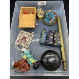 A Selection of Chinese and Japanese antique and collectables to include three 19th century Cloisonné