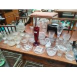 A Collection of antique and vintage glass to include Elizabeth II Large goblet with silver coin