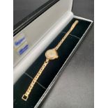 Vintage ladies Movado cocktail watch fitted with a 9ct yellow gold case and 9ct yellow gold