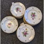 A Large collection of floral design dinner plates and soup bowls. Makers name to back.