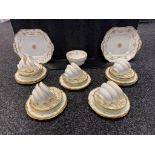 A Vintage Hammersley & co gilt trim tea service. Comes with sugar bowl and two cake plates.