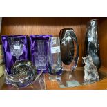 A Selection of art glass to include Swedish style art glass vases, Edinburgh crystal boxed