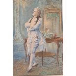 Watercolour depicting a gentleman , signed H.H.V 1904 [30x23cm]