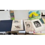 A Collection of drawing books, Engravings, art folio of watercolours etc