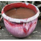 Red drip glaze pottery planter