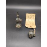 An 18th century house bell, possibly made in Suffolk- comes with swing ticket and a bronze
