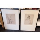 Lucien Hendy Grandgerard (1880-1970) Two Framed etchings depicting ballerina's [57x41cm]