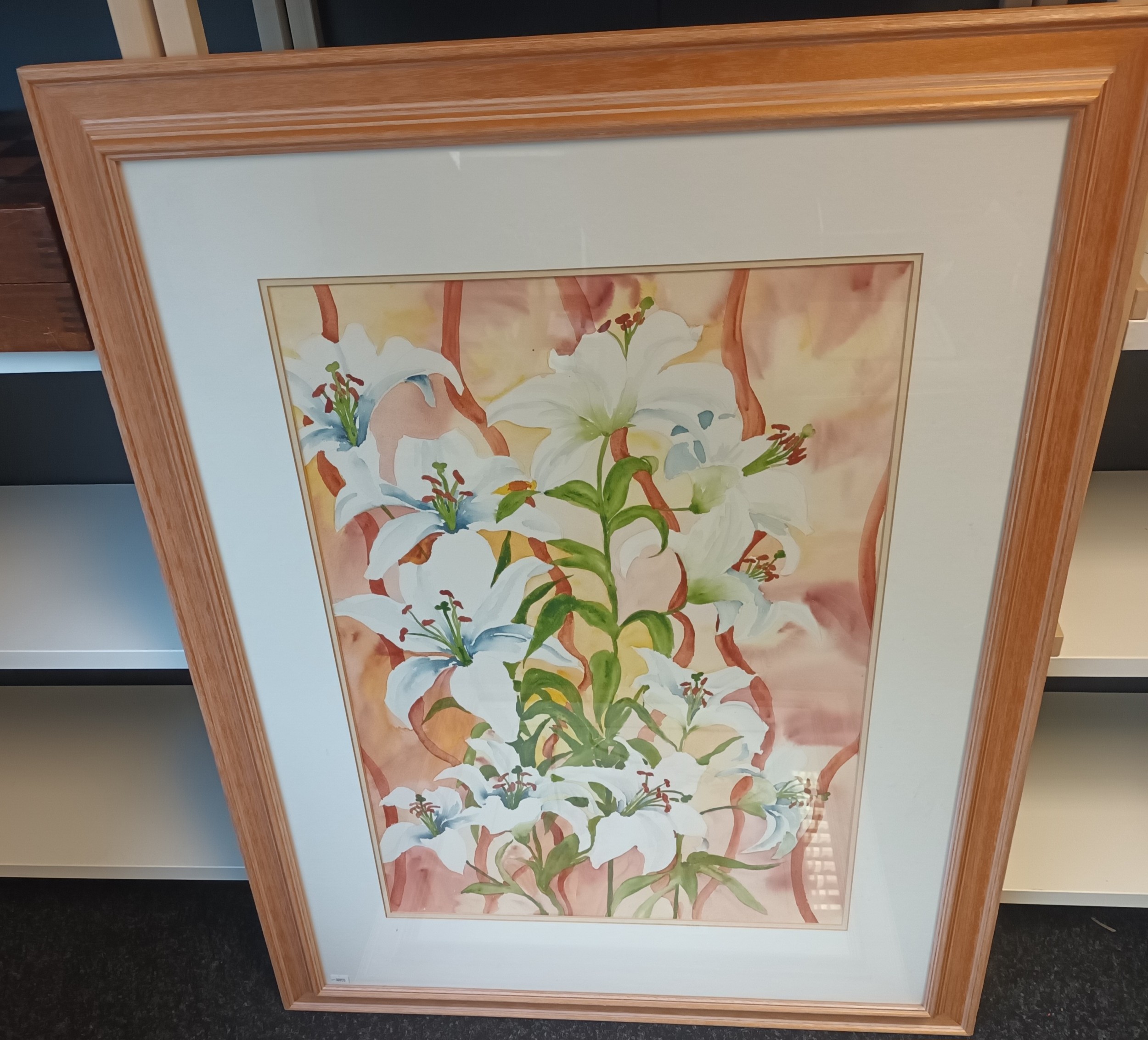 Jo Haldane Two Framed watercolours depicting lilies and other flowers, 1996 [105x81cm] - Image 2 of 4