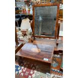 Victorian table top shaving mirror together with Two handle document box. [Won't open]